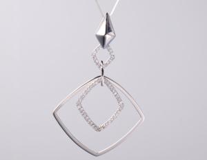 China Rhomboid Shape Geometric Collection Pendant Pendant with Zircon Stones 925 Sterling Silver Jewelry Accessory Silver factory