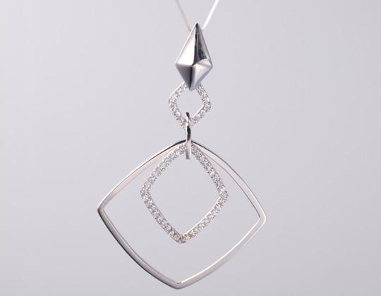 Rhomboid Shape Geometric Collection Pendant Pendant with Zircon Stones 925