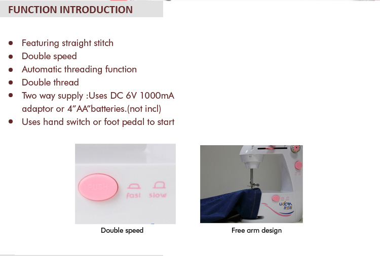 Manual Feed Mechanism 6w LED Sewing Light Home Sewing Machine List for Ethiopia Market