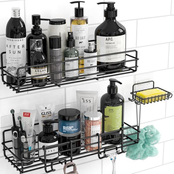 No Drilling Rustproof Traceless Adhesive Shower Wall Shelves Shower Caddy Basket