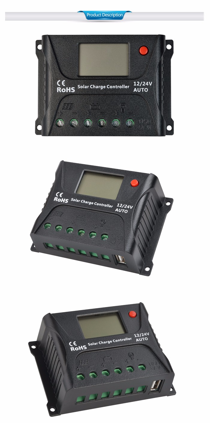 LCD PWM Solar Charge Controller SRNE SR HP2410 PV regulator 10A model