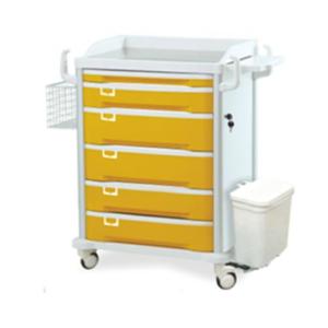 China ICU dressing medication Yellow Mobile ABS Medical Trolley Cart factory