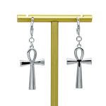 Alloy Cross Hoop Piercing Earrings White Opal Earrings Smooth Surface