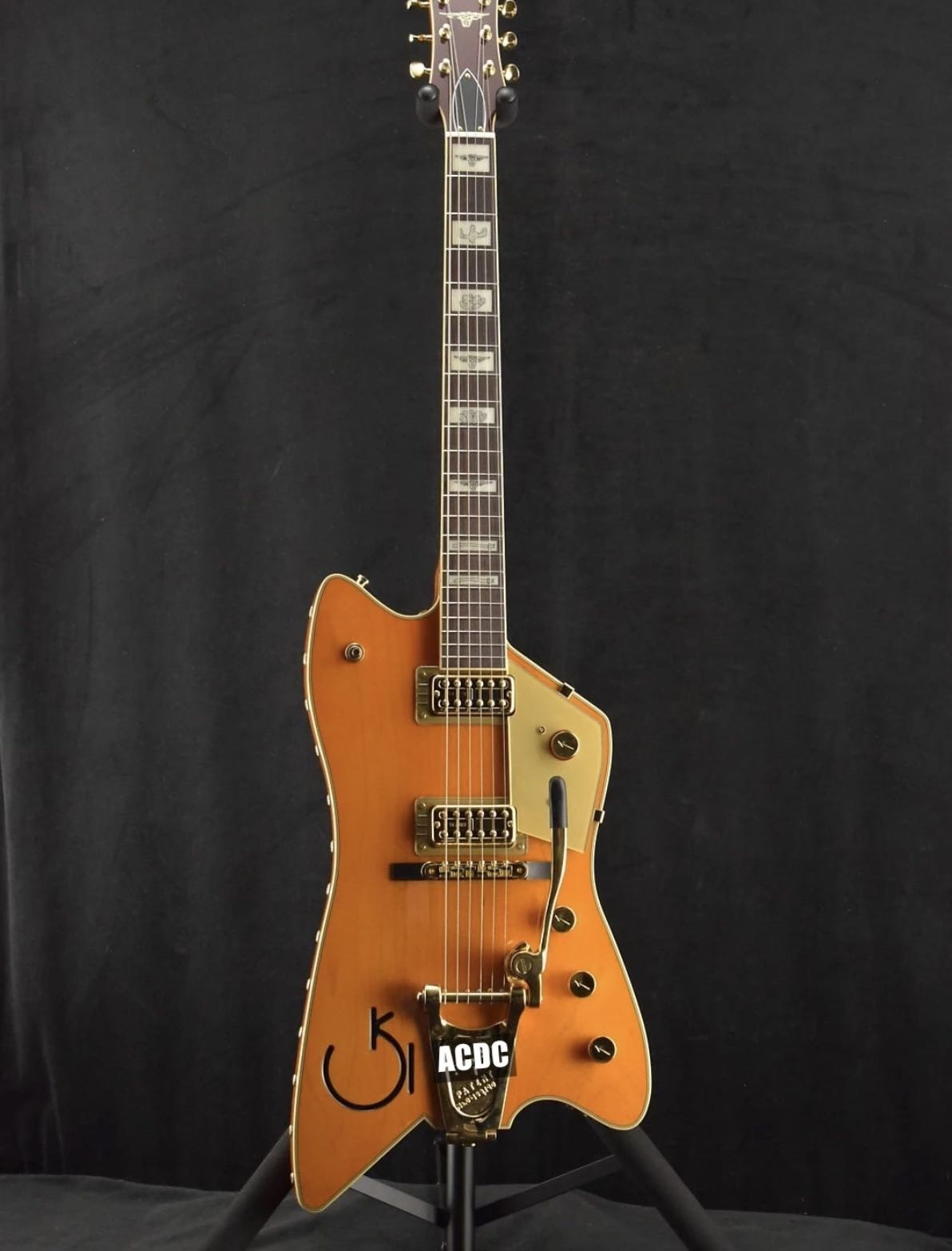 Custom BillyBo Jupiter Orange Eddie Cochran Thunder Cow Cactus Inlay Bigs Tremolo Bridge with Gold Hardware Electric Gui