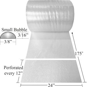 China Bubble Roll 24 Wide X 175 Ft Small Bubbles 3/16 Perforated Every 12, Clear Perforated Bubble Cushioning Wrap on sale