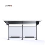 Clear Safety Glass Rear Wall Metal Bus Stop / Ooh Bus Shelter 3 years Warranty