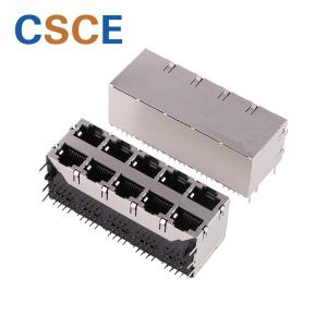 China 59B Series Stacked RJ45 Connectors 2 * 5 Port Voltage Rating 125 VAC RMS With EMI factory