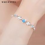 7.7in 0.15oz Sterling Silver Jewelry Bracelets SGS trendy Four Leaf Clover