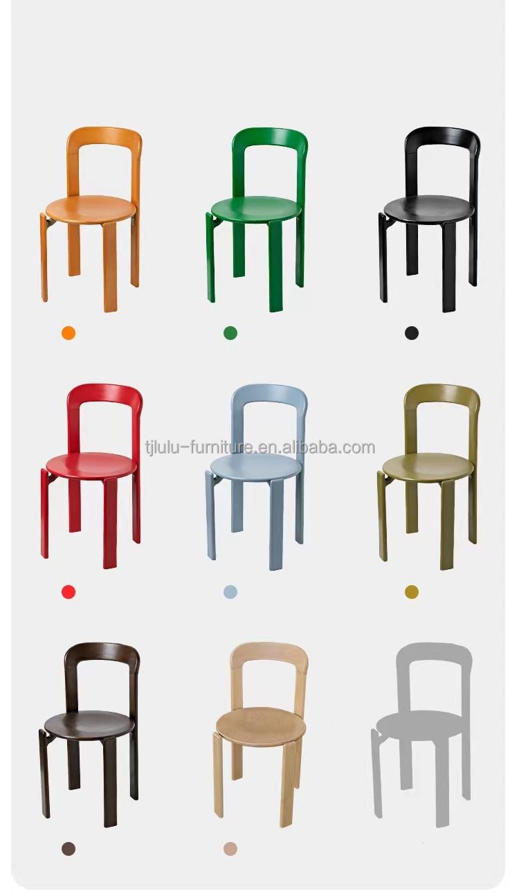 Customized Designs Nordic Solid Wood Dining Chair with Stackable Design and Lacquered Finish
