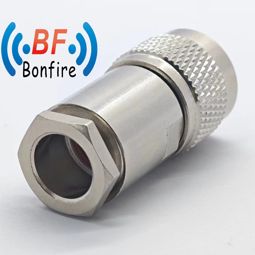 DC-11GHz N Male Straight Clamp LMR 400 Captive Type RF Connector
