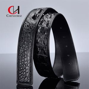 China 100cm Length Men's Leather Belt Without Lead Authentic Splicing Alligator Bone factory
