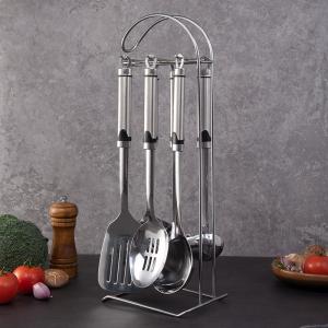 China Europe style stainless steel Cooking Utensil Tool With Utensil Holder 7PCS /SET with kitchen stand factory