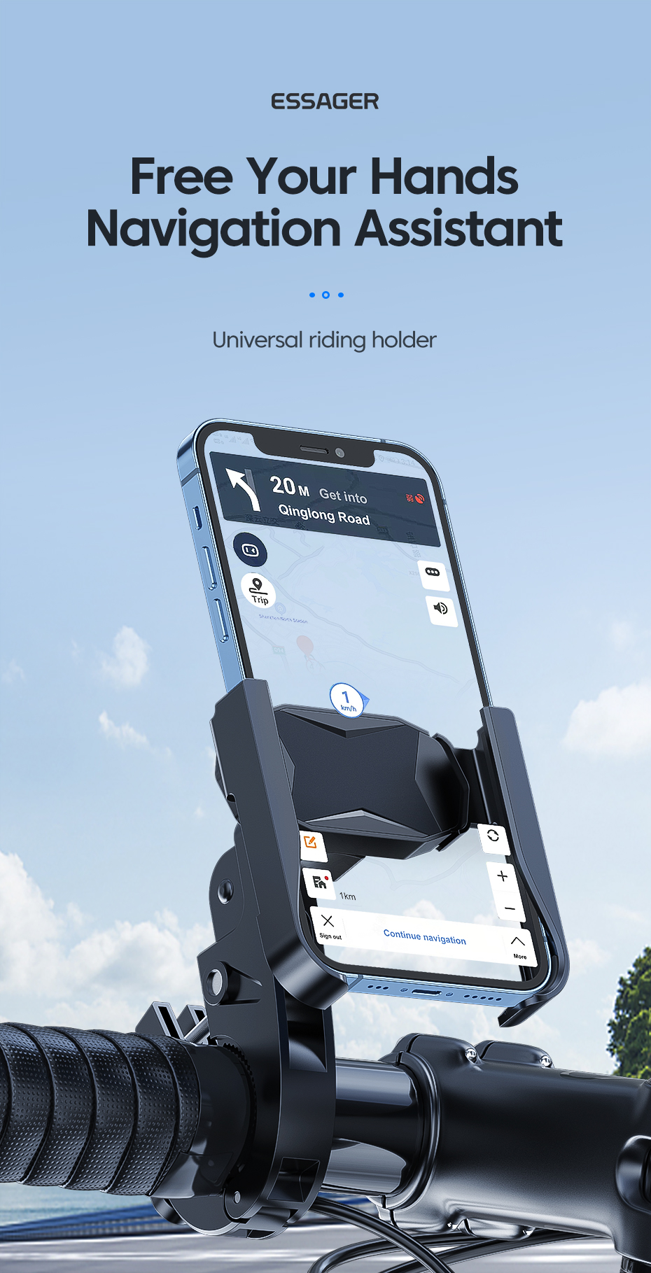 Pea Clip Riding Phone Holder Cycling Holder For Bicycle / Motorcycle