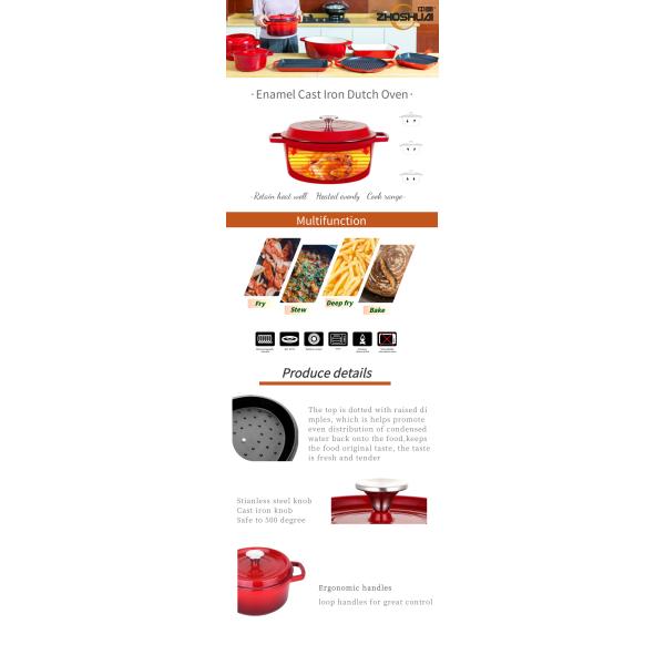 2/2.5/2.8/3.8/4.8L Enameled Cast Iron Braiser For Daily Use