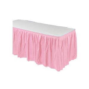 China Custom Disposable Plastic Table Skirts , Ruffled Rectangle Table Skirt factory