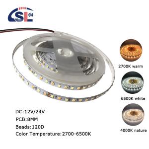 China 120leds/m 3 Colours CCT SMD 2835 Flexible White Addressable Led Backlight Strip Light 3- factory