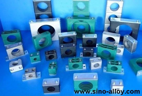 Standard hydraulic pipe clamp, PP clamp bodies, smooth inside, 304 stainless