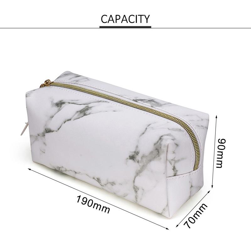 Wear Resistant Travel Portable Marble PU Makeup Bag