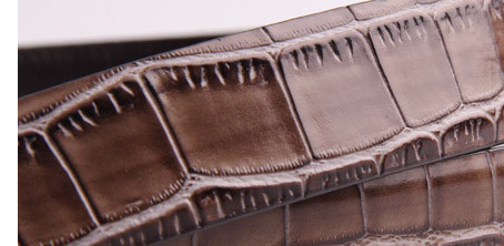 Crocodile Grain Mens Leather Dress Belt FK12056 With Zinc Alloy Buckle