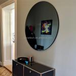 Bathroom Dressing Round Silver Glass Mirror with Tinted Black Frame and Double
