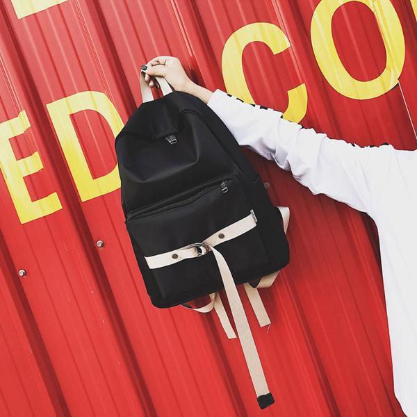 Korean version of the pure color contrast color backpack fashion personality