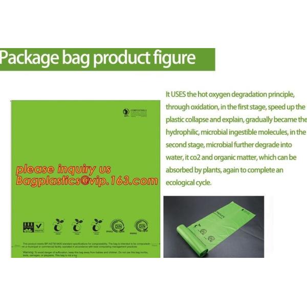 China 100% biodegradable disposable compostable garbage bag, biodegradable kitchen bin liner compostable flat trash bag on rol factory