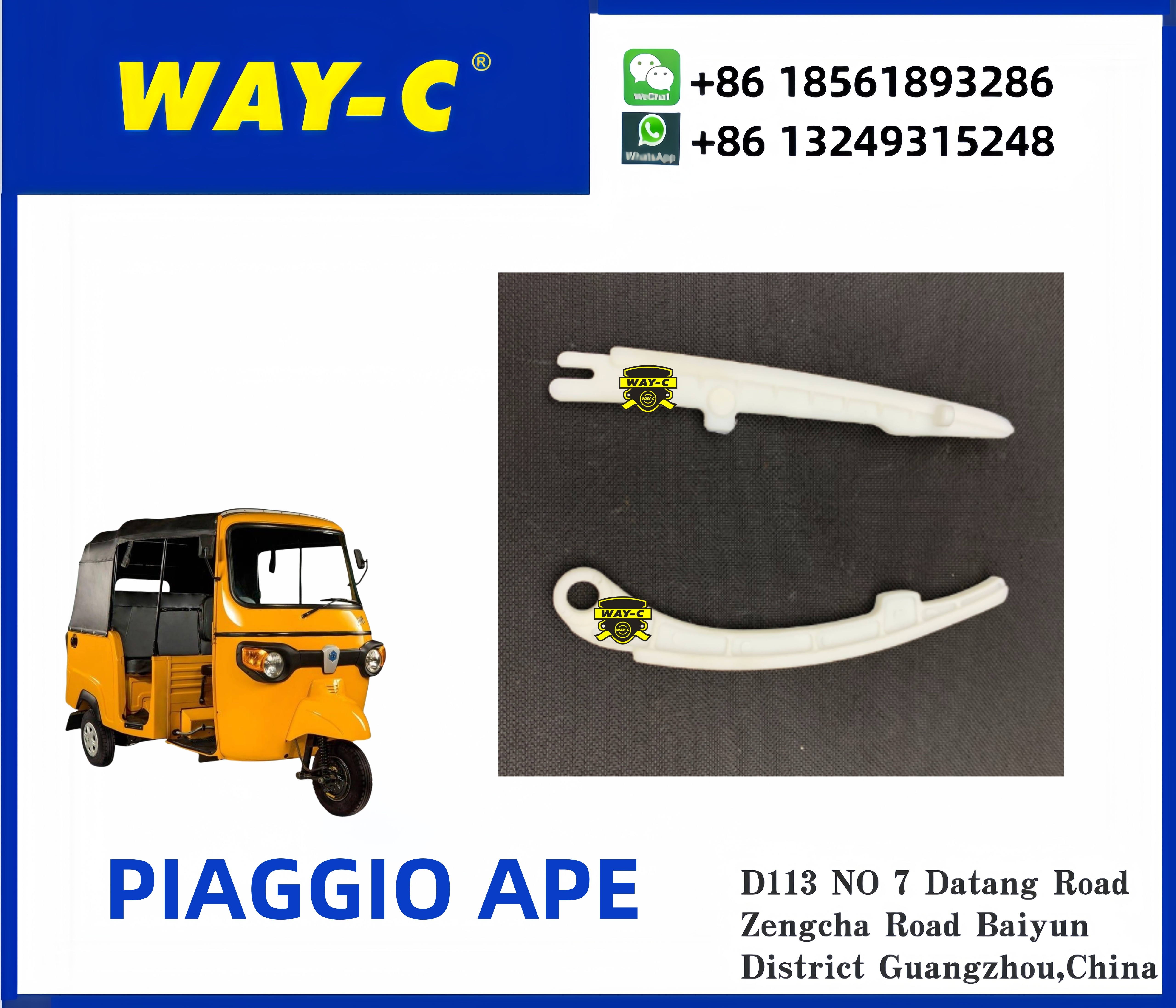 WAY-C Parts Tricycle KEKE TUKTUK PIAGGIO Tensioner Guide Chain Cam Chain
