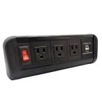America Desktop Clamp Power Strip 3outlet and 2USB ETL passed