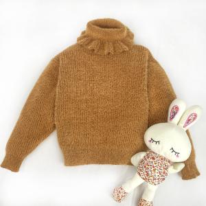 China Knitted Kids turndown neck turtleneck ruffle edge collar pullover Children Furry Sweater factory
