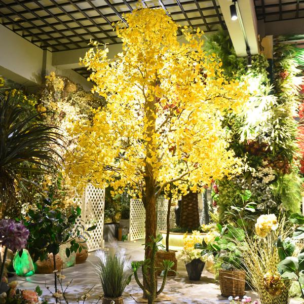 Shopping Mall Artificial Ginkgo Tree Autumn Yellow Looking Real Natural Floor