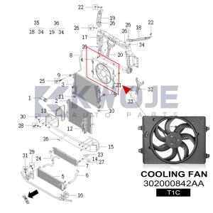 302000842AA Radiator Cooling Fan Assembly For Chery Auto Spare Parts Exeed LX
