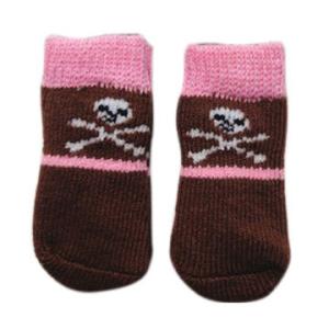 China Custom logo, design cute cotton pet socks with jacquard logo factory