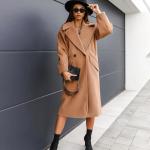 Fall and Winter Woman′s Coats Ladies Jackets Double Cotton Solid Turn Down