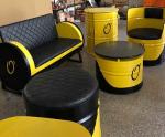 Industrial Style Oil Drum Dining Chair Barrel Leisure Leather Chair With