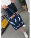 Summer fashion hole jeans female Korean fashion large capacity bag shoulder bag