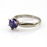 Women Jewelry 6mm Blue Topaz Cubic Zirconia 925 Silver Solitaire Ring (F09)