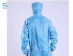 Dust Free White 0.5mm Anti Static Workwear Clothing Stripe With Zipper Net Hat