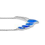 925 With Sterling Silver Blue Lab Opal Anthurium Bouquet Greek Pendant Fire Opal