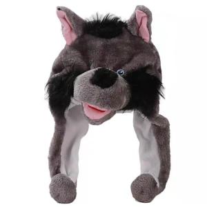 China Gray Wolf Cartoon Animal Plush Hat Kindergarten Performance Headdress Props factory