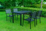 5 Pieces Extendable Modern Black China Manufacturer Wood Metal Chairs Patio