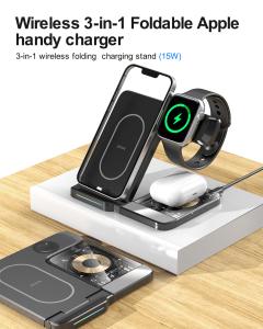 China Portable Desktop Mobile Phone Wireless Charger 3In1 Folding Foldable 15W factory