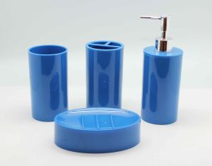 China 4PCS Blue Contemporary Porcelain Bathroom Accessories Sets Soap Dish for Boys factory