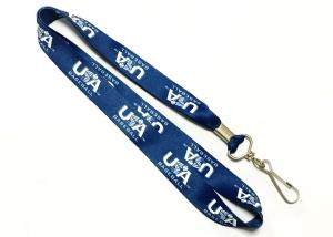China Dark Blue Logo Dye Sublimation Lanyards Clamp J Hook Attachments Heat Transfer Print factory