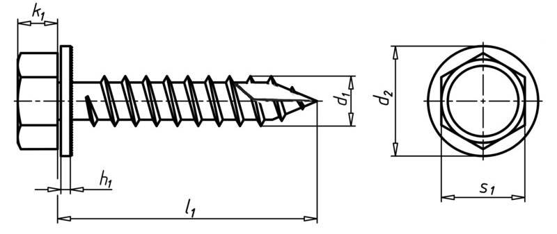 AISI 410 Type 17 Roofing Screws , ANSI Hex Washer Head Self Driving Screw SUS410 Inox