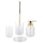 Modern Style 4pcs Glass Bath Accessory Set clear color with circle line
