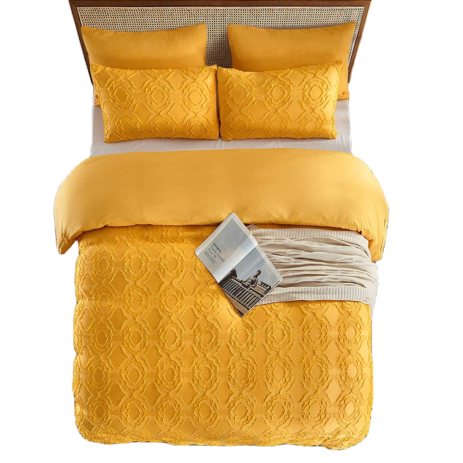 Hotel 100% Cotton Embroidered Duvet Cover Bedding Set 4 Piece with 40 Fabric Count
