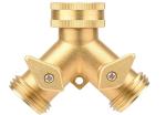 3/4 In Brass Water Hose Y Valve , JIS 2 Way Hose Splitter