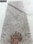 Latest fashionable aso ebi beaded lace wedding dress with shiny beaded French
