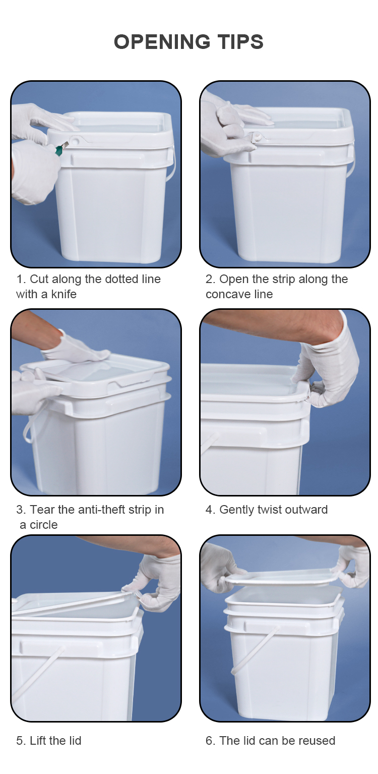 1.5L-25L Square Rectangle PP Bucket With Lid For Silk Screen / Heat Transfer Printing