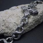 Men's Vintage Silver Plated 316l Titanium Stainless Steel Chain Cross Bracelet